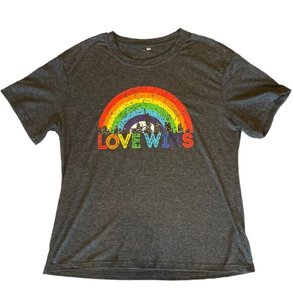 Love Wins Womens Rainbow Pride LGBTQ Tee Shirt Size Large - Picture 4 of 8